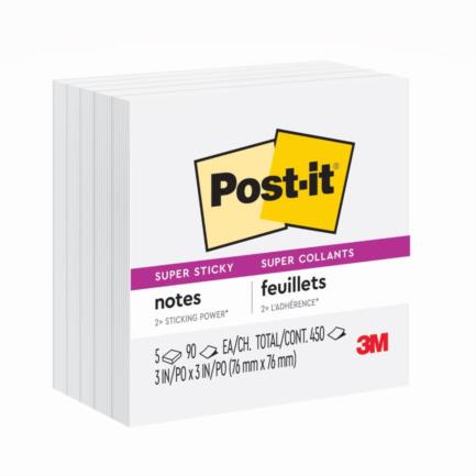 [15933] Nota Adhesiva 3 x 3 Blanco 5 Blocks con 450 Post It
