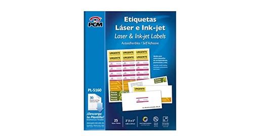 [12900] Etiqueta 1" x 2-5/8" Blanca PCM ML-3000 con 3000 