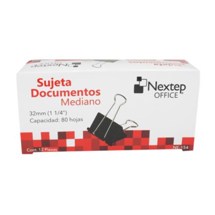 [11815] Clip Binder Mediano 1-1/4" Capacidad 5/8" con 12 Nextep 