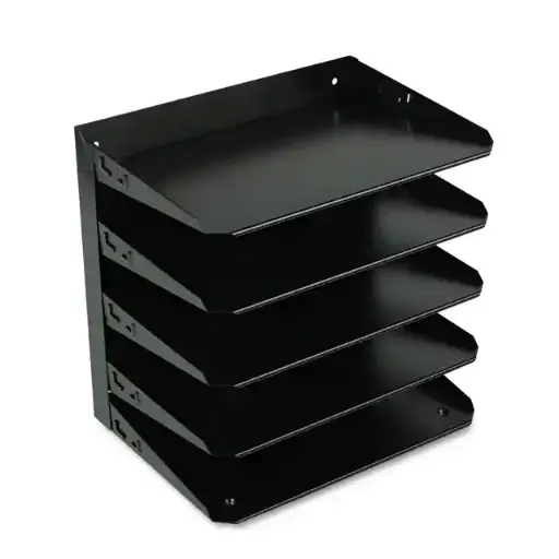 [12201] Papelera de Escritorio 5 Divisiones Horizontal de Metal Negro                                          