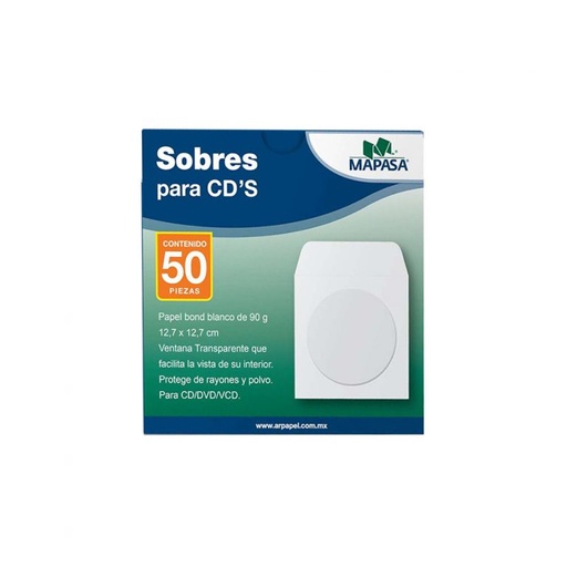 [12063] Sobre Blanco para CD con Ventana con 50 Mapasa