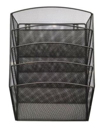 [17440] Papelera De Pared 5 Div T/C Malla Negro Nextep
