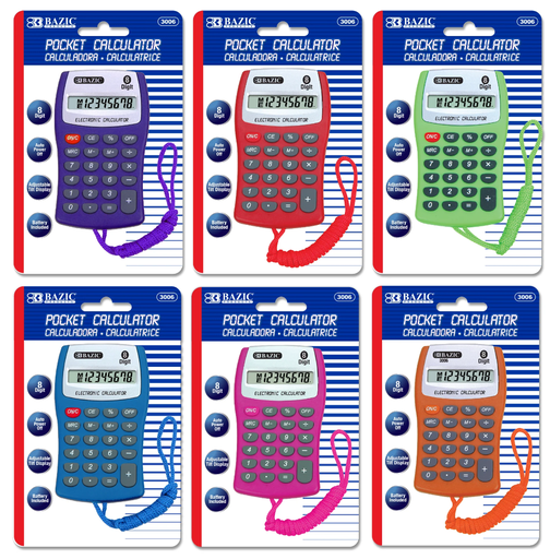 [30077] Calculadora 8 Digitos Bolsillo con Cordon Bazic