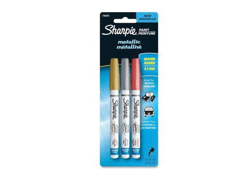 [14306] Marcador Sharpie Punto Ultra Fino a Base de Agua con 3 Colores Metalicos