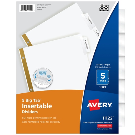 [10501] Separador 5 Cejas Transparente Blanco Reforzados Avery