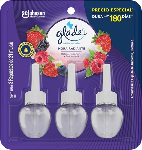 [40327] Aromatizante Glade de Pared 3 Repuestos Mora Radiante