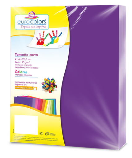 [81530] Papel Bond Tamaño Carta Morado Eurocolors con 100 Hojas  