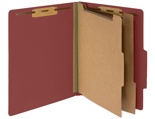 [16030] Folder Pressboard Tamaño Carta Rojo Ladrillo 4 Secciones con 10 