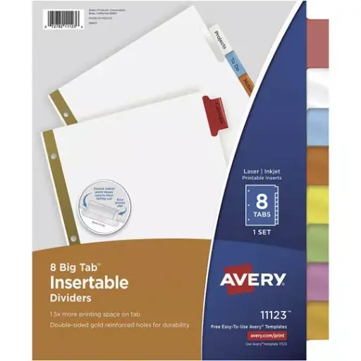[16060] Separador 8 Cejas Color Blanco Reforzados Avery