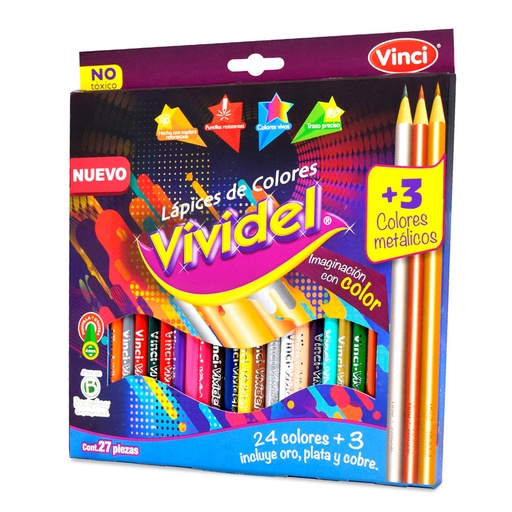 [10801] Lapiz de Color Largos Vividel Con 24 