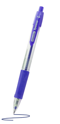 [13325] Pluma Bazic Comfort Grip Punta Mediana 1.0 mm Retractil Azul 