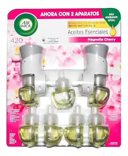 [48708] Aromatizante Air Wick Blister con 7 Repuestos y 2 Difusores, Magnolia Cherry 